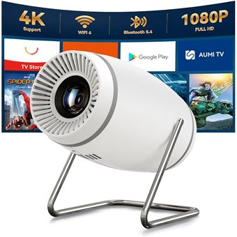 Vidéoprojecteur Mini 4K Portable WiFi6 BT5.4 Auto Keystone 130" Rotation 180° App Intégrée Compatible HDMI TV Stick USB PS5 - 1