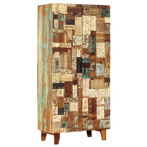 vidaXL Buffet sculpté à la main 85x45x180 cm Bois récupération solide