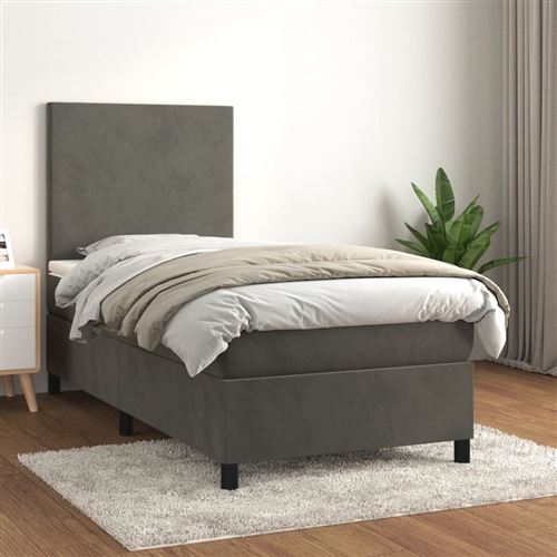 vidaXL Sommier à lattes de lit et matelas Gris foncé 80x200 cm Velours3142870