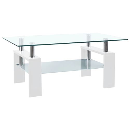 Vidaxl table basse blanc et transparent 95x55x40 cm verre tremp&eacute;