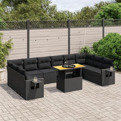 Vidaxl Noir Salon De Jardin 11 Pcs Résine Tressée - Image 2