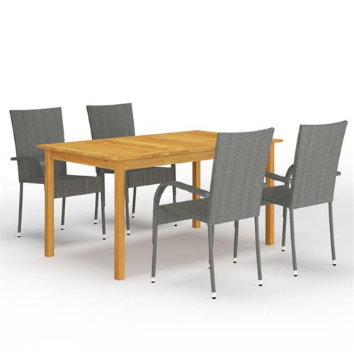 Non Communiqué Gris Vidaxl 5-Delige Tuinset Grijs3067785