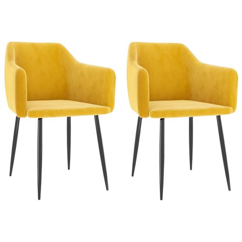 vidaXL Chaises de salle à manger 2 pcs Jaune moutarde Velours