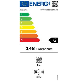 Electrolux Serie 500 EWUS052B5B - Cave à vin - encastré - niche - largeur : 60 cm - profondeur : 55 cm - hauteur : 82.2 cm - 145 litres - classe G - noir