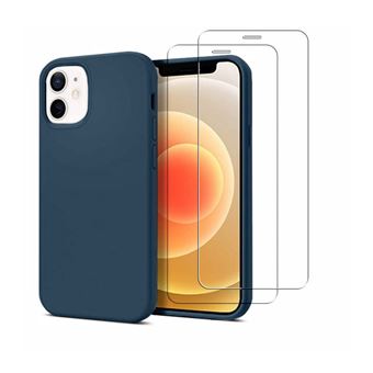 Coque pour Iphone 12 Mini antichoc bleu marine + 2 Vitres en verre trempé [Evetane®] - 1