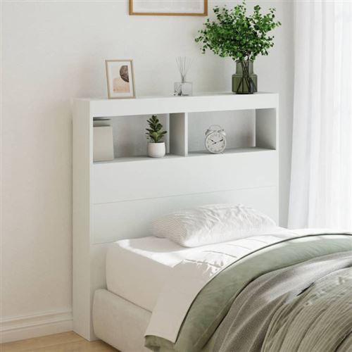 vidaXL Armoire tête de lit avec LED blanc 100x17x102 cm839182