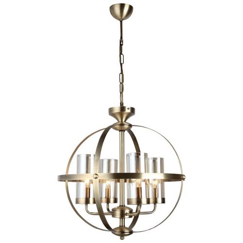 HOMEMANIA Lustre Fermo - Lampe à suspension - Lampe de plafond - Cuivre en Métal, Verre, 49 x 49 x 90 cm, 4 x E14, 40 W