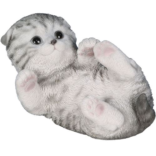 NO NAME - Chaton gris jouant en résine 18 cm