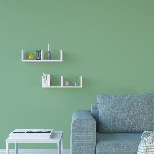 HOMEMANIA Set 2 Étagères Berlin Murale Flottantes - pour Livres - Blanc en Bois, 50 x 22 x 14 cm