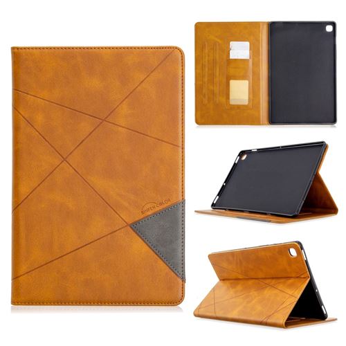 Generique Marron Etui En Pu Fonction De Réveil/Sommeil Automatique À Motif Géométrique Avec Support Pour Votre Samsung Galaxy Tab S5e Sm-T720 - Image 3