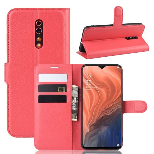 Etui en PU avec support rouge pour votre Oppo Reno Z