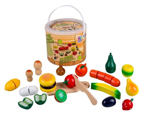 Happy People jouet en bois aliments fruits et légumes 29 pièces