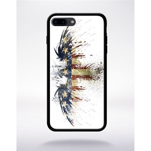 Coque aigle americain grunge compatible apple iphone 7 plus bord noir silicone