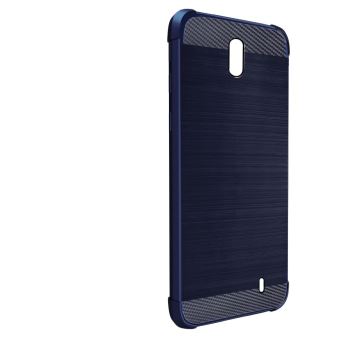 Coque Gel Nokia 6 (2018) Avec Motif Fibre Carbone + Verre Trempé Inclus – Bleu Foncé