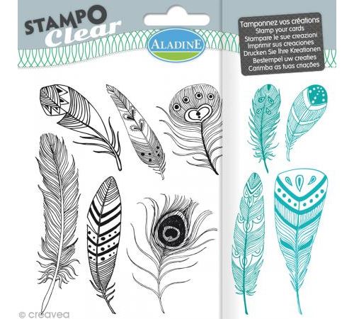 Tampon clear Aladine - Plumes - Planche 15 x 12,5 cm - 10 Stampo'clear