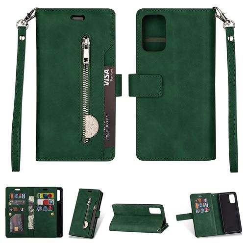 Etui en PU zippé vert foncé pour votre Samsung Galaxy A41 (Global Version)