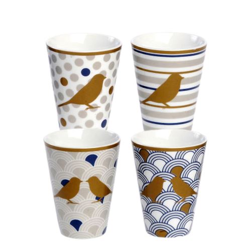 Set à café 4 pièces thème oiseaux