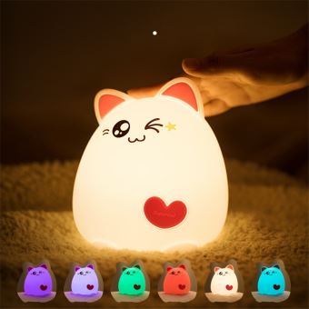 12€09 sur Coloré CAT LED Veilleuse Animal Lumière USB Rechargeable Doux  Silicone Cartoon Touch Light Veilleuse pour Enfants - Veilleuses - Achat &  prix