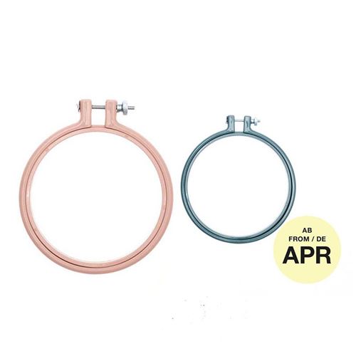 2 anneaux de broderie - rose 10,1 cm + pétrole 12,7 cm - Rico Design
