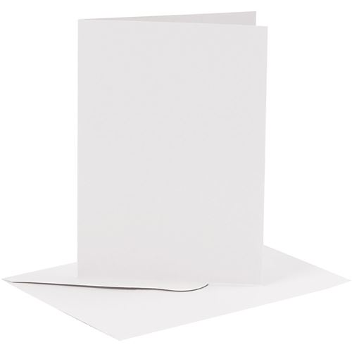 Creotime cartes avec enveloppes 10,5 x 15 cm 6 pièces blanches