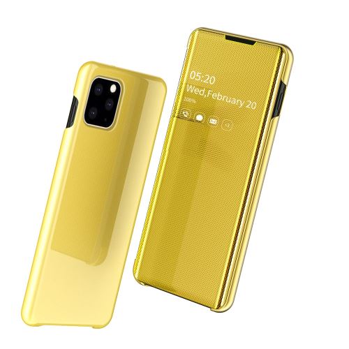 Etui en PU miroir de vue vertical jaune pour votre Apple iPhone XR (2019) 6.1 pouces
