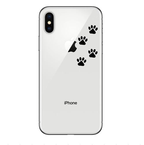 Coque Silicone IPHONE Xs Pattes de Chat Chien Fun APPLE Empreintes Traces Pomme Transparente Protection Gel Souple