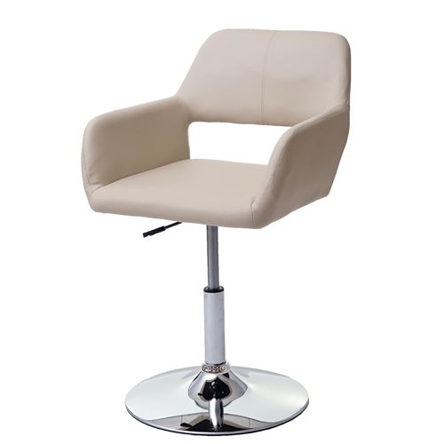 Chaise de salle à manger MENDLER HWC-A50 III similicuir crème pied en métal aspect chromé