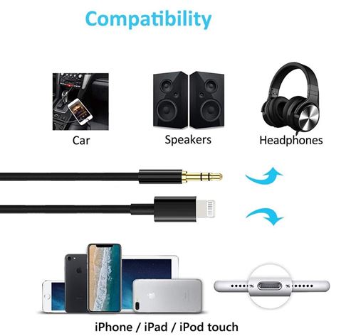 Câble téléphone portable CABLING ® Câble Auxiliaire pour iPhone 7