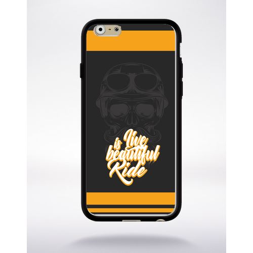 Coque Life Is Beautiful Ride Tete Entiere Fond Noir Et Orange Compatible Apple Iphone 6 Bord Noir Silicone