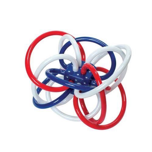 Manhattan Toy anneau de dentition junior 8,9 cm silicone rouge/blanc/bleu