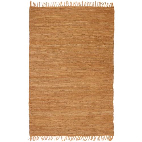 vidaXL Tapis Chindi Cuir tissé à la main 160 x 230 cm Brun roux