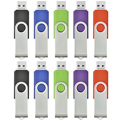 32 Go Lot de 10 Clés USB 2.0 Pivotant Stockage Mémoire Flash Drive Lecteur USB Plier Couleur Mixte(Vert/Rouge/Noir/Bleu/Violet) (32G
