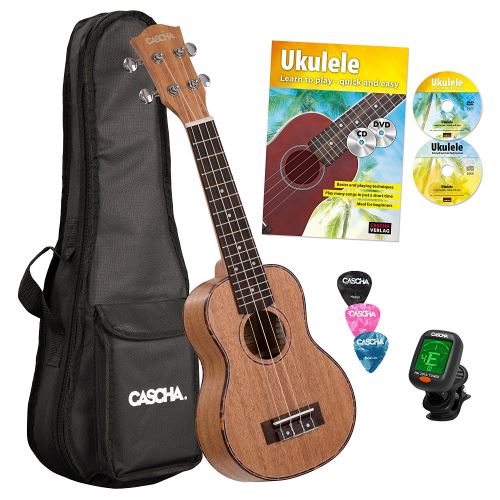 Cascha HH 2027 GB Premium Mahogany pack débutant ukulélé soprano (en anglais)