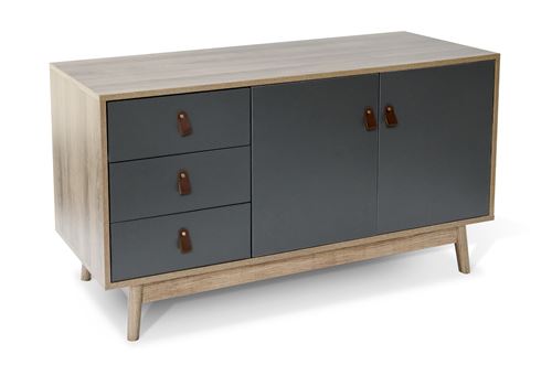 LEATHER Buffet Bois/Gris