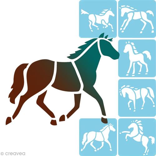 Set de 6 pochoirs Chevaux Avenue Mandarine