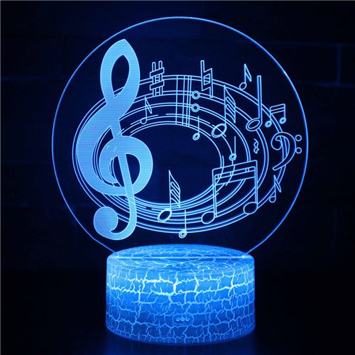 Lampe 3D Tactile Veilleuses Enfant 7 Couleurs avec Telecommande - Note de musique #354