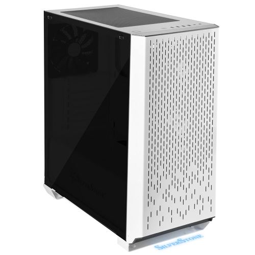 SilverStone SST-PM02W-G - Boîtier de jeu Primera Midi Tower, ATX, panneau latéral en verre trempé, blanc