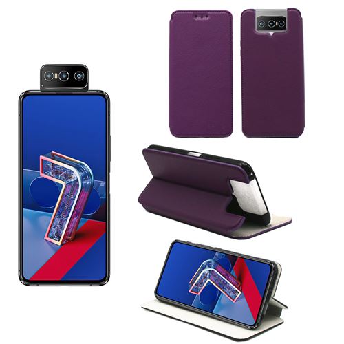 Housse violette pour Asus Zenfone 7 ZS670KS / Zenfone 7 Pro ZS671KS Protection Portefeuille violet à Rabat avec Porte Cartes