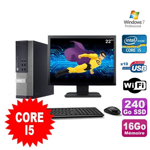 Pc dell optiplex 990 sff i5-2400 3.1ghz 16go 240go ssd dvd wifi w7 ecran 22' État correct - Dell reconditionné disponible sur Fnac
