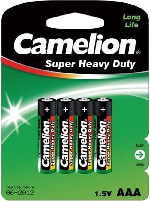 Camelion piles AAA LongLife 1,5V vert/noir 4 pièces