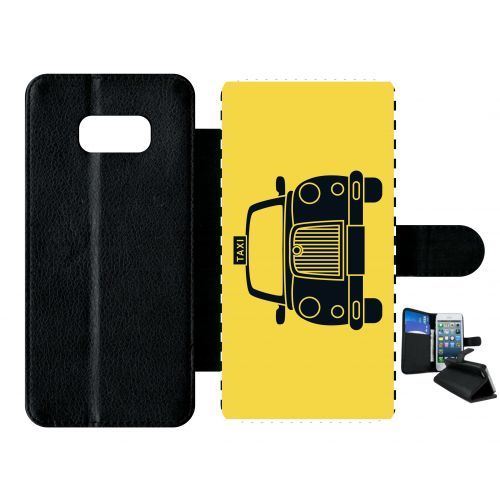 Etui à rabat samsung galaxy s8+ plus taxi sur fond jaune
