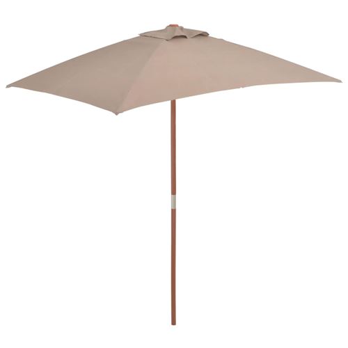 Parasol avec mât en bois 150 x 200 cm Taupe