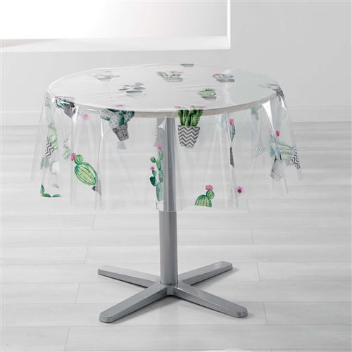 nappe cristal ronde (0) 140 cm pvc imprime 14/100e cactus spirit