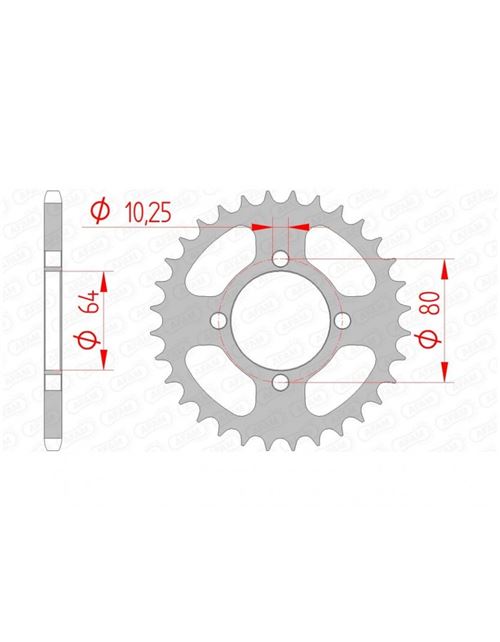 Couronne AFAM 36 dents acier standard pas 520 type 12214