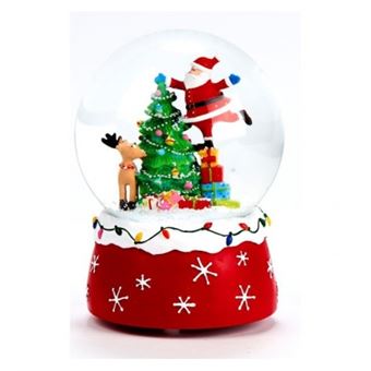 Boule A Neige Musicale Pere Noel Avec Sapin Polyresine Et