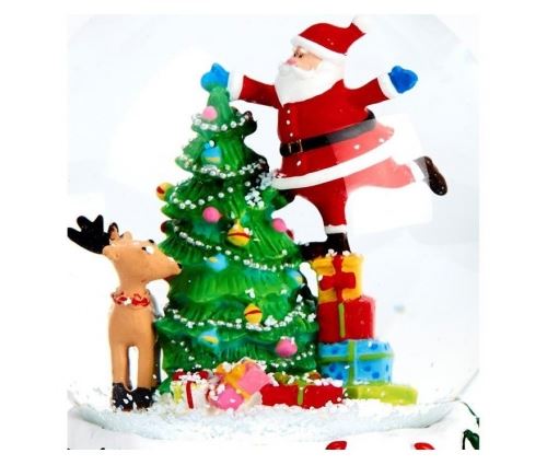 Boule A Neige Musicale Pere Noel Avec Sapin Polyresine Et