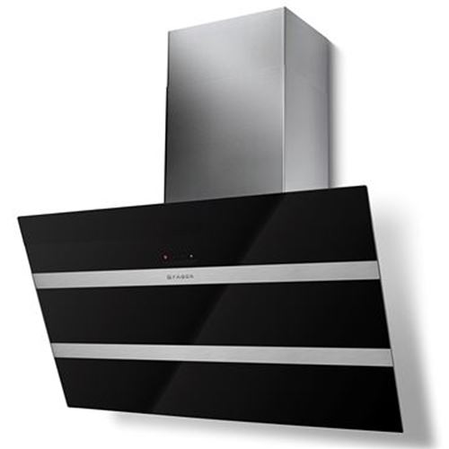 hotte décorative inclinée 80cm 68db 730m3/h noir/inox - 5513357