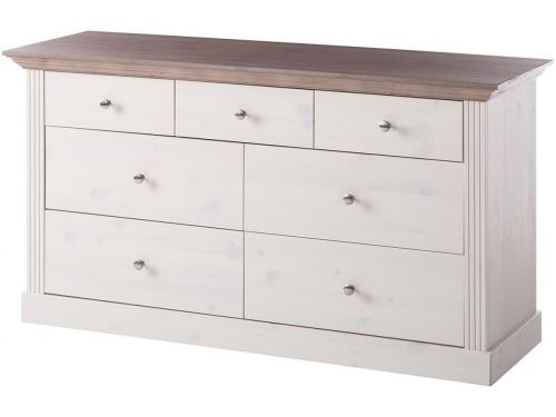 Buffet de rangement coloris blanc / pierre en pin - 78.1 x 145.2 x 46.5 cm -PEGANE-