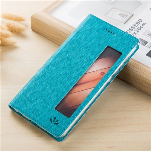 Etui en PU pliage fenêtre de visualisation bleu pour votre Huawei P20