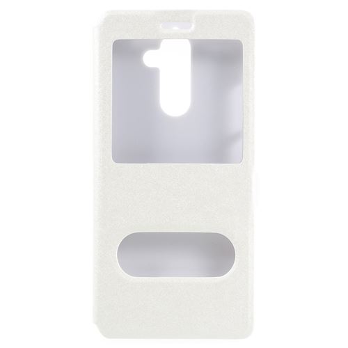 Etui en PU fenêtre soie double blanc pour votre Nokia 7 Plus
